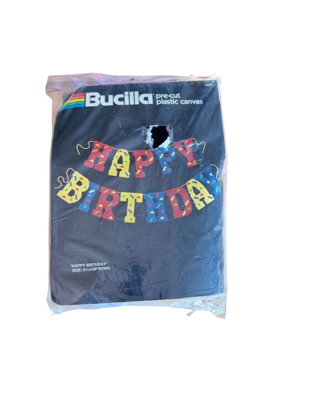 Bucilla Pre-Cut Plastic Canvas Kit Happy Birthday Banner VTG New Craft Yarn